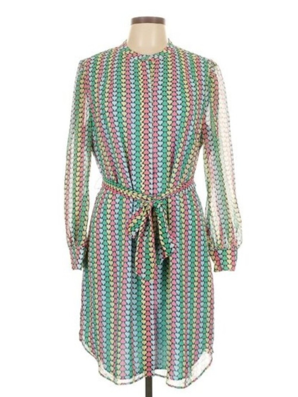 UNTUCKit Marnie Multicolor Spade/heart-Style Long Sleeve Tie-Waist Dress